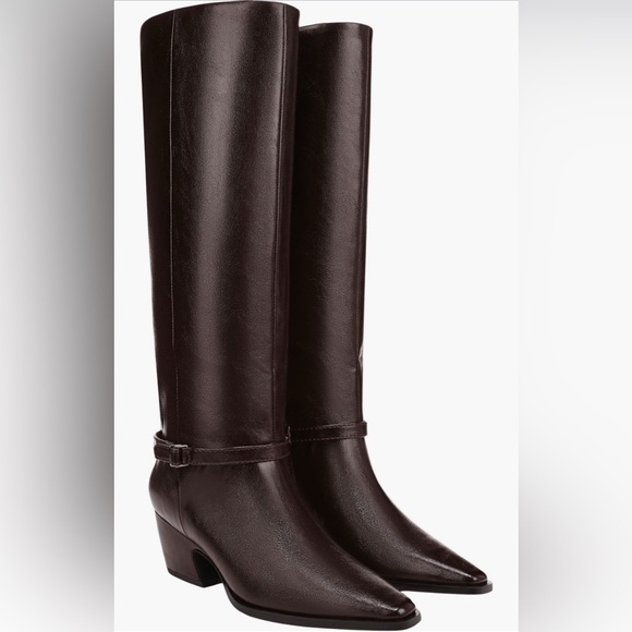 Franco Sarto Dark Brown Heeled Boots - Picture 1 of 9
